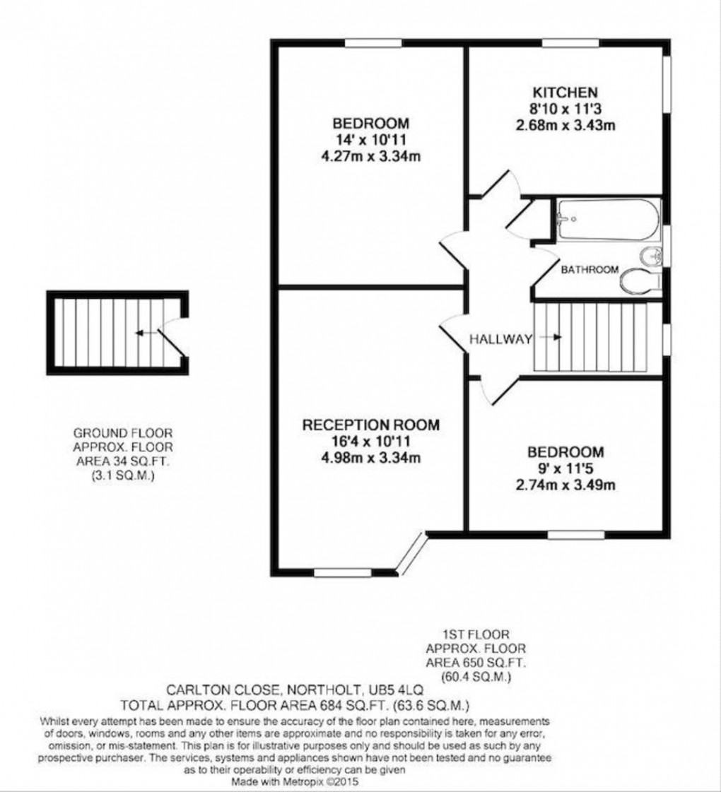 Floorplan for Carlton Close, Northolt, UB5 4LQ