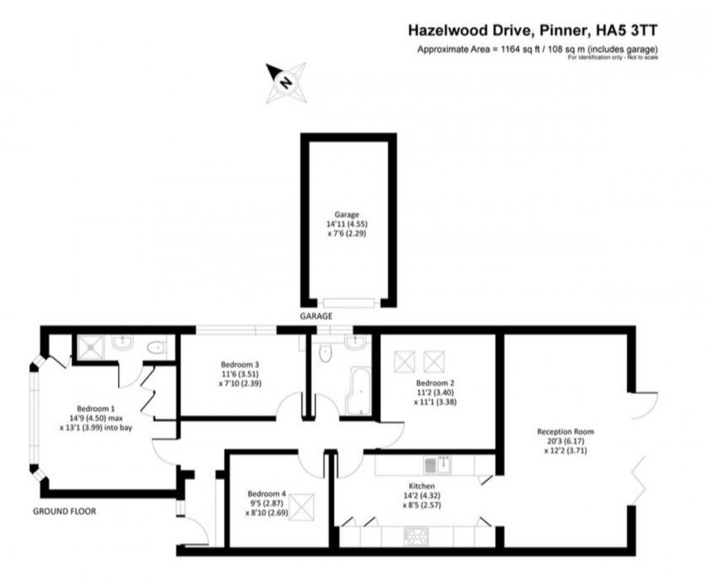 Floorplan for Hazelwood Drive, Pinner, HA5 3TT