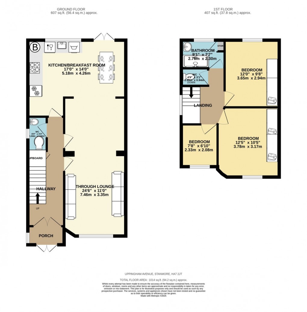 Floorplan for Uppingham Avenue, Stanmore, HA7 2JS