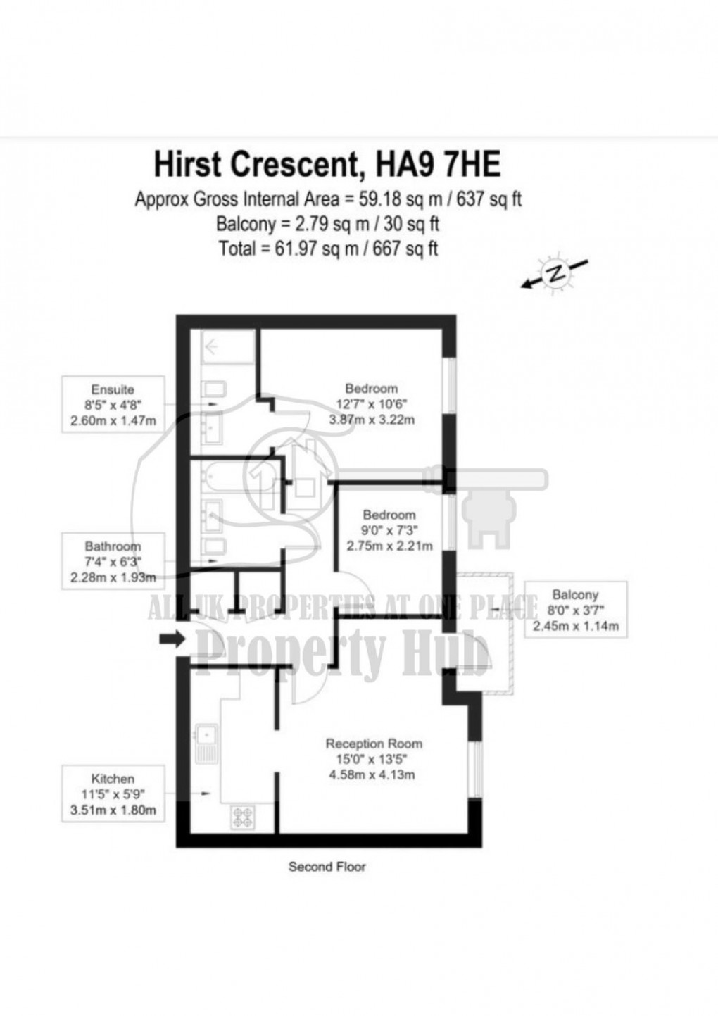 Floorplan for Bell House, Hirst Crescent, Wembley, HA9 7HE